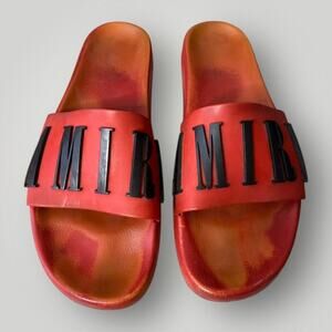 Amiri Red Black Logo Slides sz 11 Mens Embossed Sliders Sandals